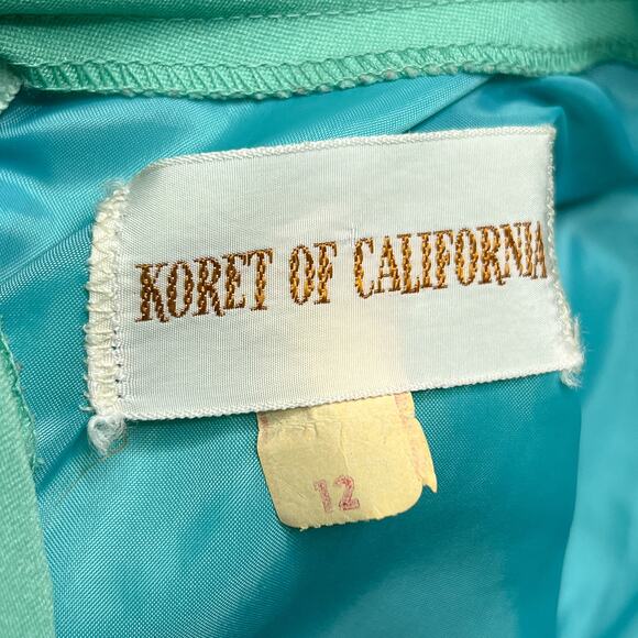 Vintage 60s Koret of California Sleeveless Button Mod Blouse High Neck Gogo Teal - Picture 3 of 7